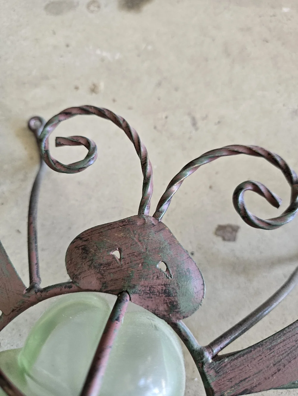 Butterfly Metal Wall Decor w/ Tealight Holder Purple Green 23” x 20” - Picture 10 of 10